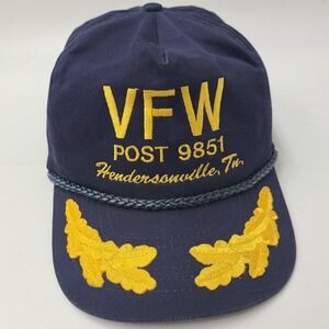 Vintage VFW Hat Snapback Blue Rope Post 9851 Scrambled Eggs Hendersonville TN